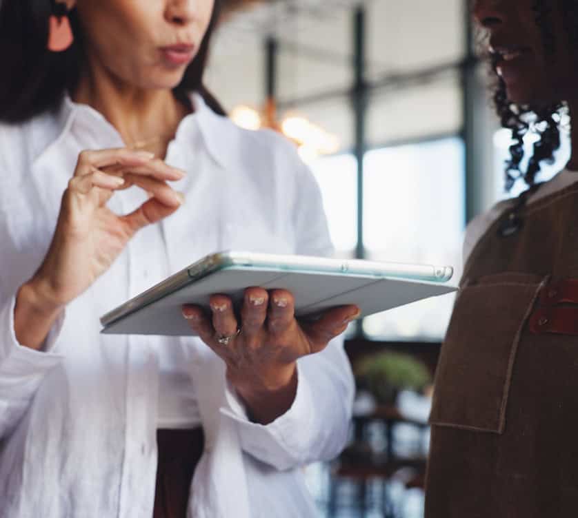 restaurant owner managing a menu online
