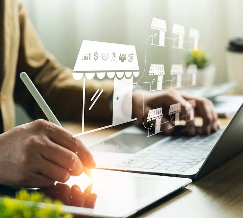 franchise graphics over laptop