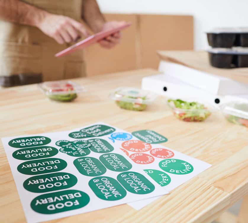 to go stickers next to boxes